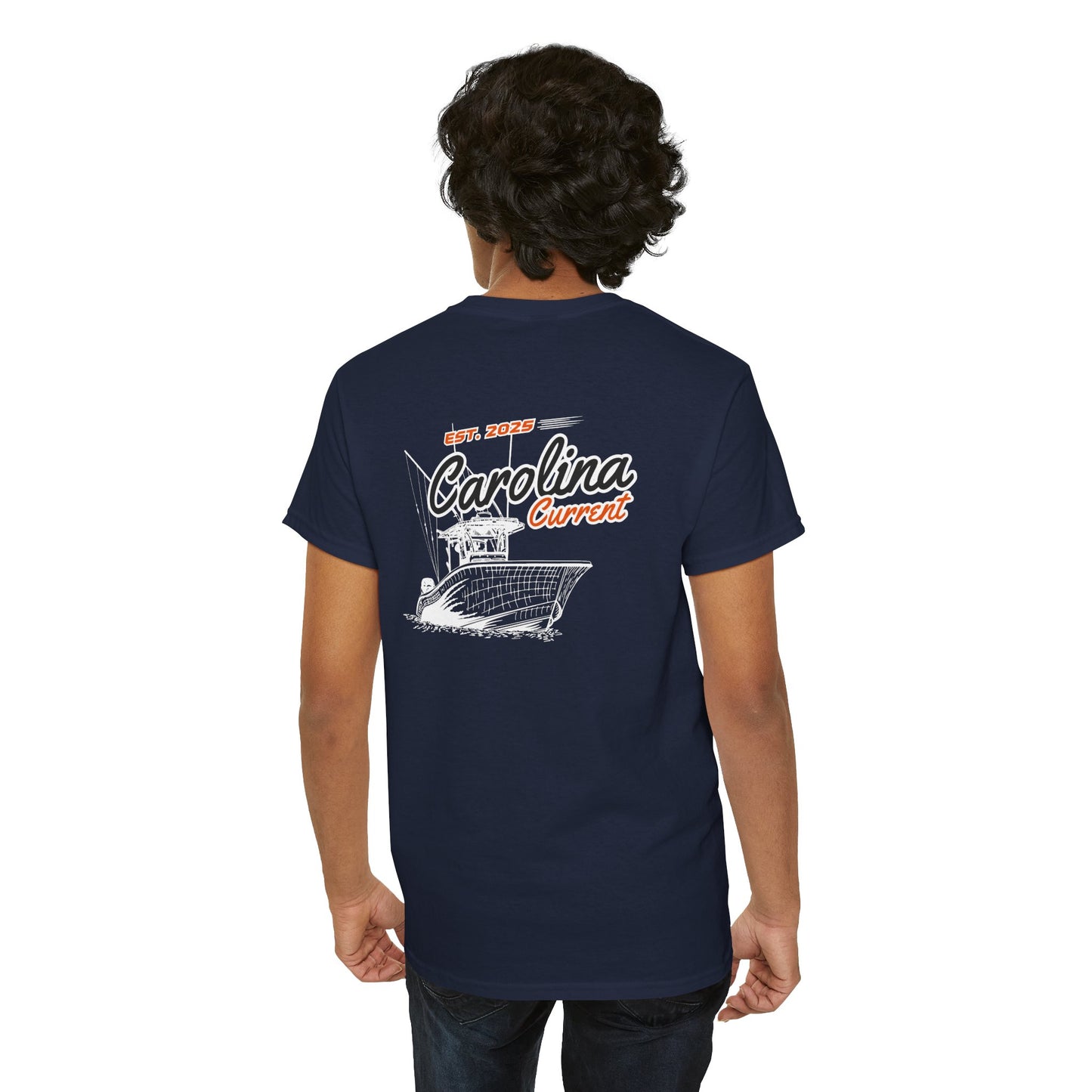 Orange Boat Unisex T-Shirt - Dark Carolina Current Design