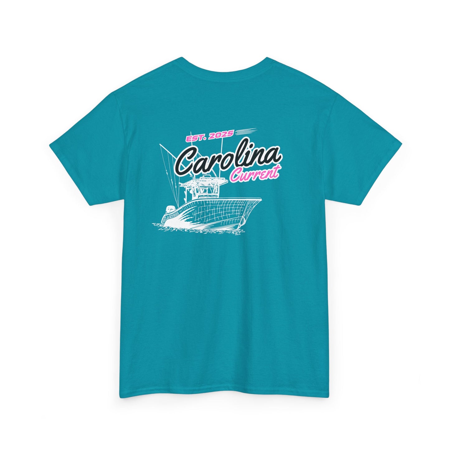 Pink Boat Unisex T-Shirt - Dark Carolina Current Design