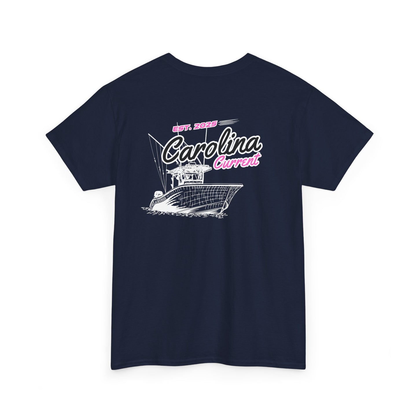 Pink Boat Unisex T-Shirt - Dark Carolina Current Design